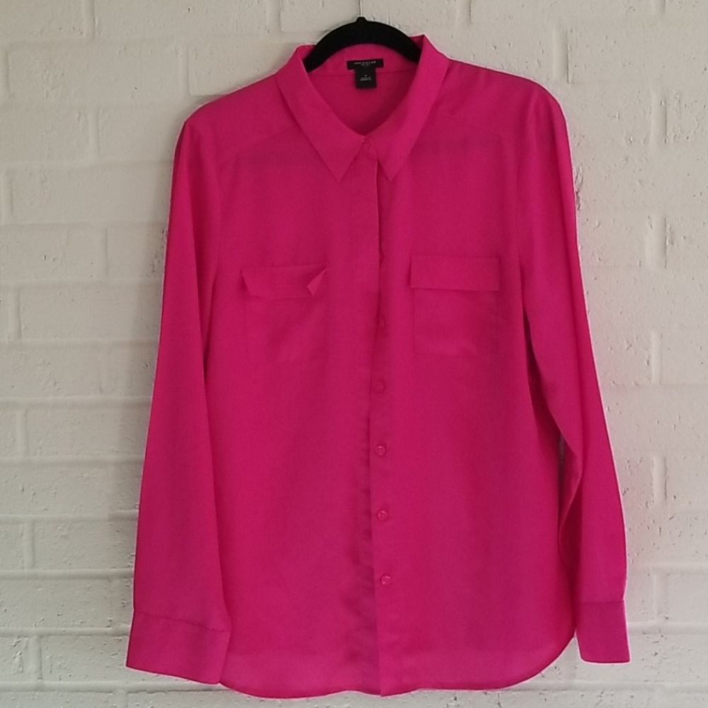 Pink Ann Taylor Blouse Sz 14 NWOT